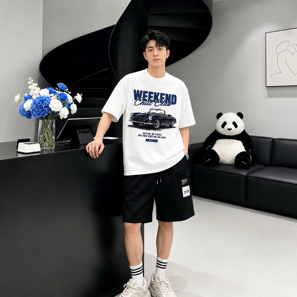 Áo Thun Oversize Nam Nữ WEEKEND CHILL CLUB 100% Cotton Cao Cấp By N-CORE Local Brand
