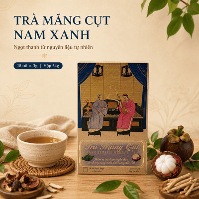 Hộp Trà Măng Cụt Nam Xanh, Trà Túi Lọc, Ngọt Thanh, Nguyên Liệu Tự Nhiên, 18 Túi x 3g/Hộp