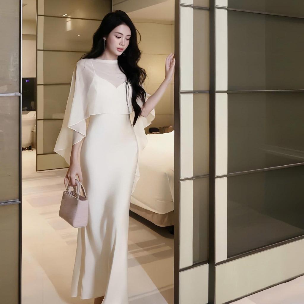 A39 Set Đầm Lụa 2 Dây Mềm Mại Kèm Áo Choàng – Outfit Sang Trọng Cho Mọi Dịp | ENNA STORE