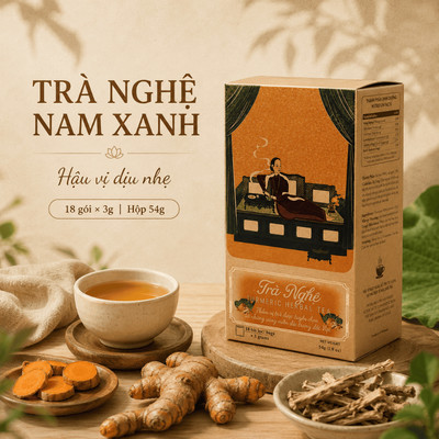 Hộp Trà Túi Lọc Nam Xanh, Trà Nghệ, Hậu Vị Dịu Nhẹ, Hỗ Trợ Tiêu Hóa, 18 Gói x 3g/Hộp 54g