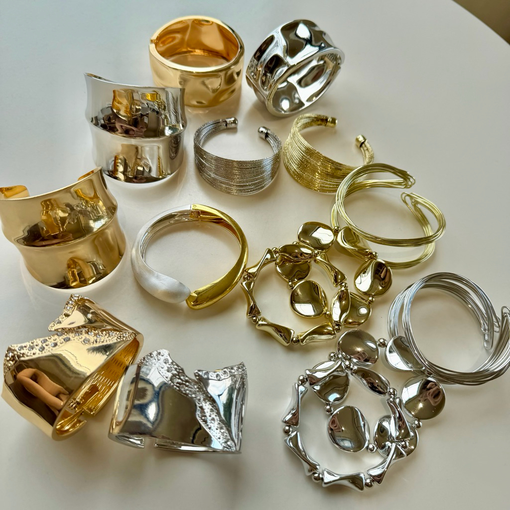Vòng Tay Bản To Kim Loại Bóng Cao Cấp – Lắc Tay Cuff Mở Phong Cách Tối Giản…