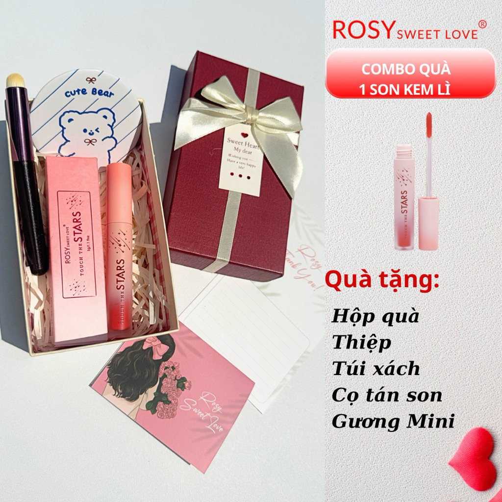 [ SET QUÀ ] Son Kem Lì Rosy Sweet Love Touch The Stars Chất Son Mịn 3g