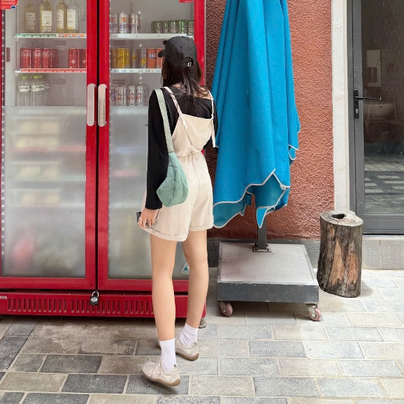 (ẢNH OLDSCHOOL) Yếm quần ngố ống rộng rút dây eo Y387 ONON JUMPSUIT | BigBuy360 - bigbuy360.vn
