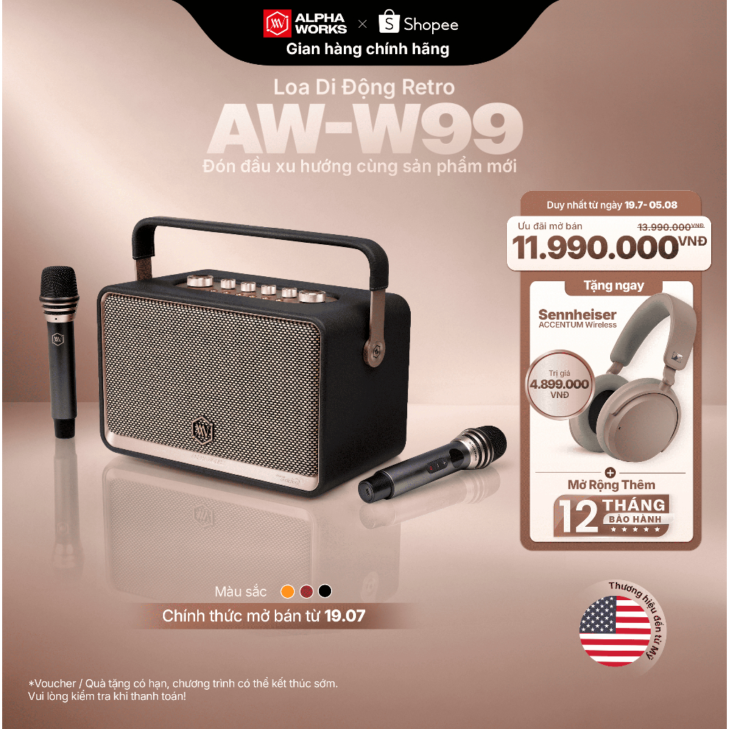 [PRE-ORDER] Loa Di Động Retro Alpha Works W99