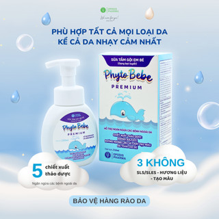 Sữa Tắm Gội Cho Bé Phytobebe Premium – Dạng Bọt, Thơm Lâu, Giảm Rôm Sảy, Dịu Nhẹ, Kháng Khuẩn