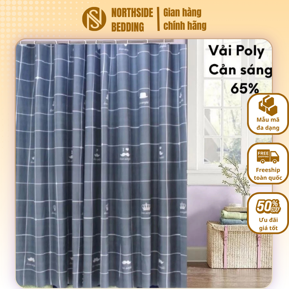 RIDO Rèm Cửa ngăn phòng che nắng phòng ngủ có móc treo được chọn màu