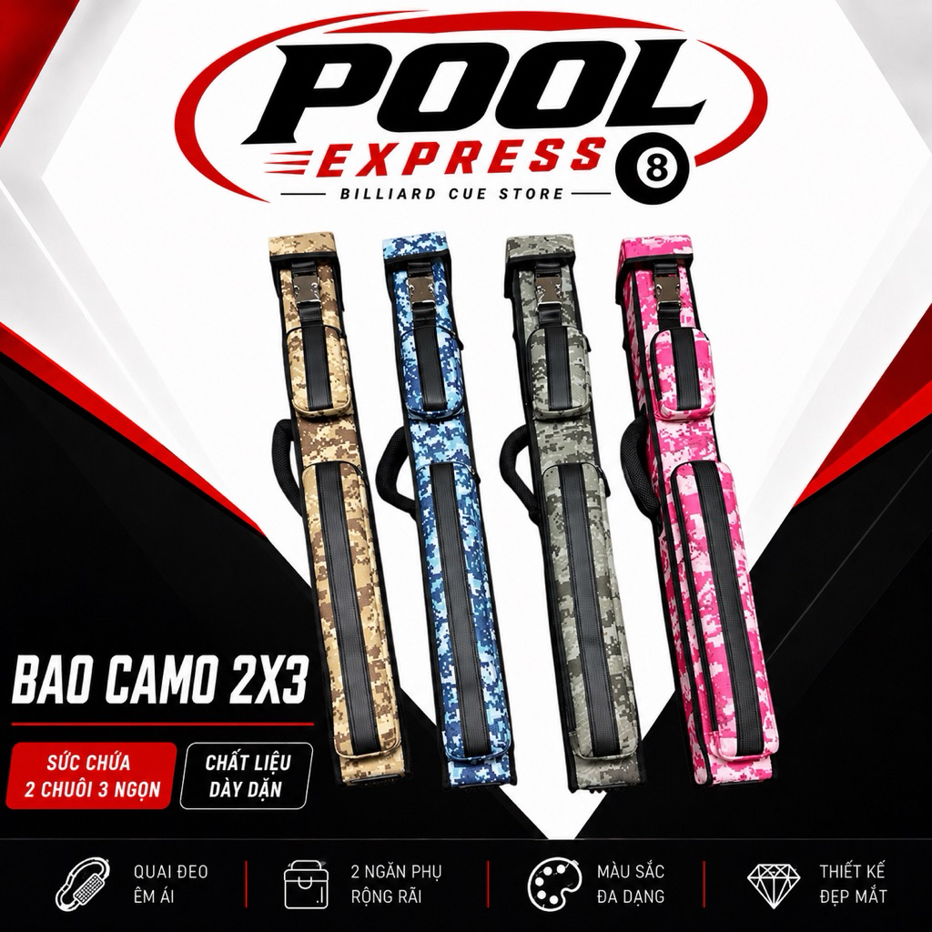 Bao gậy bi-a, Bao Camo 2x3 [Cao cấp]