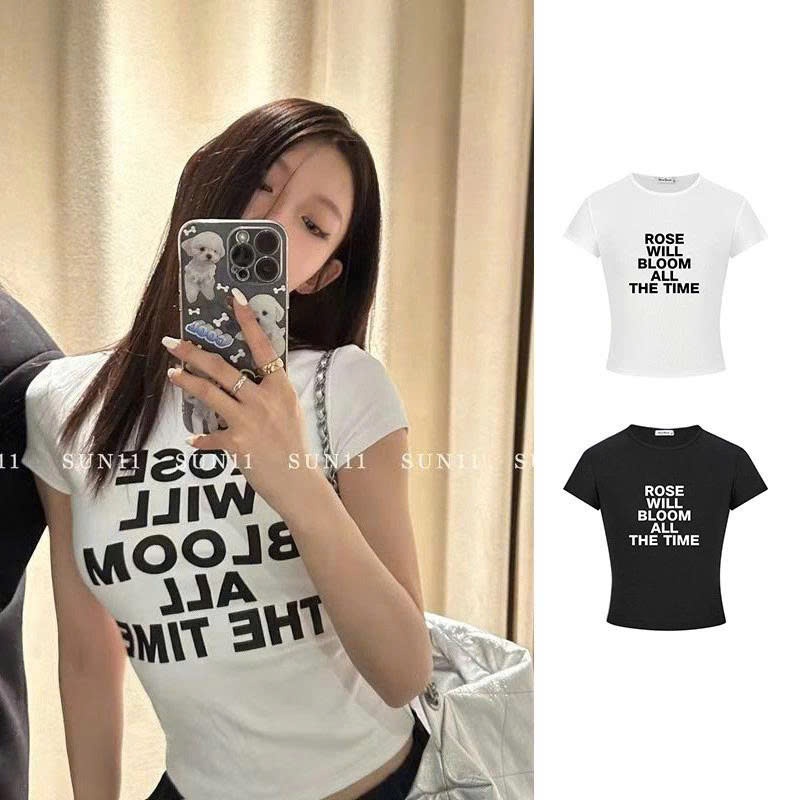 Áo Baby Tee Nữ Croptop Ôm Body Tay Ngắn In Chữ Phong Cách Hàn Quốc Y2K - Young Style