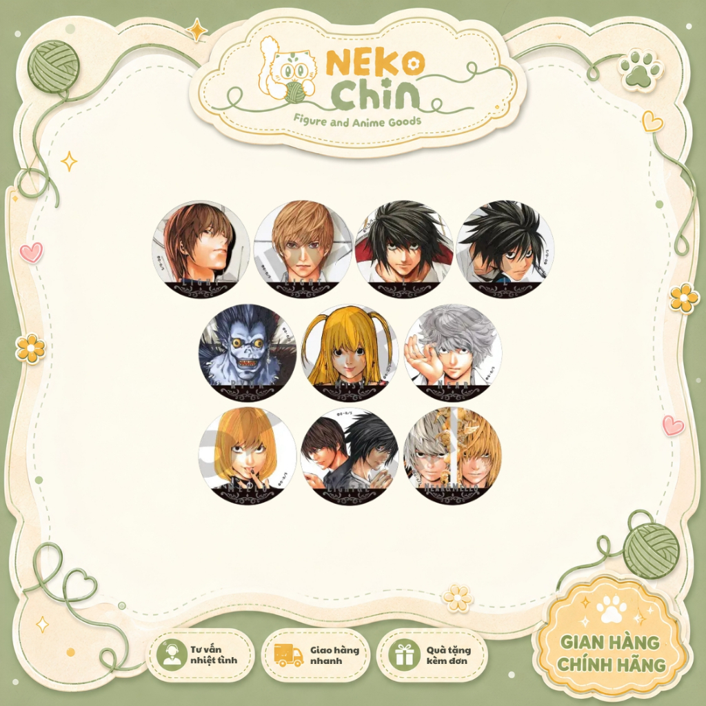 Huy Hiệu Kim Loại Nhân Phẩm Death Note - Chính Hãng | Tặng Sleeves | Goods By Nekochin