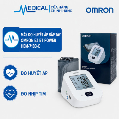 Máy đo huyết áp bắp tay OMRON EZ BT Power HEM-7183-C hỗ trợ đo huyết áp,nhịp tim