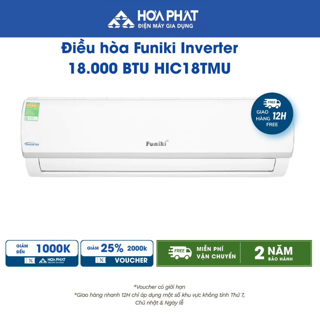 [GIAO HÀNG MIỄN PHÍ] Điều hòa Funiki HIC18TMU Inverter 18000BTU 1 chiều - Điều hòa 1 chiều Inverter 
