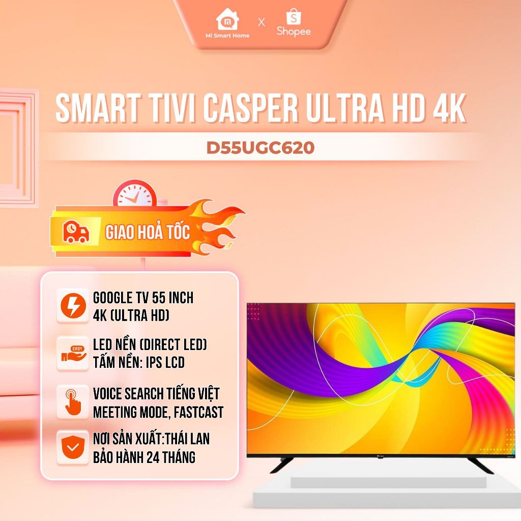 Smart Tivi Casper Ultra HD 4K 50 Inch D50UGC620, 55 inch D55UGC620 - Thiết kế tràn viền, 4K, Bảo hàn