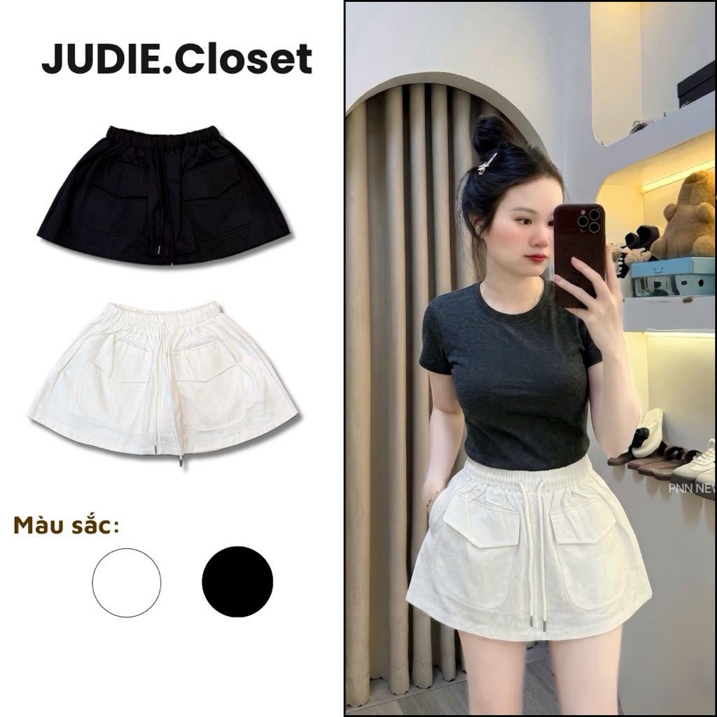 KAKI NHẬT - Chân Váy A Xoè nhẹ Túi Hộp Chất Kaki Mềm không nhăn JUDIE.Closet