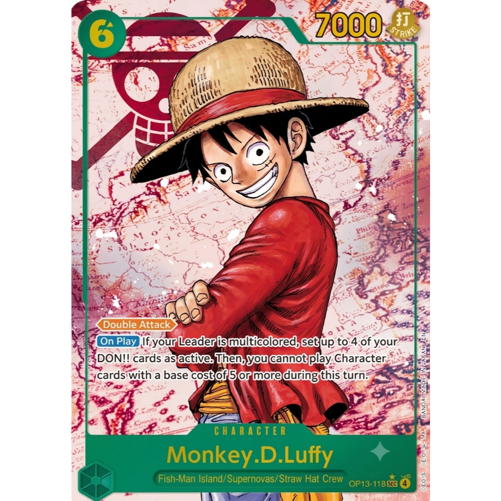 [Có sẵn - Hỏa tốc] Thẻ bài One Piece chính hãng: Luffy (thẻ OP13-118) (AA) (thẻ luffy thẻ lù đỏ card