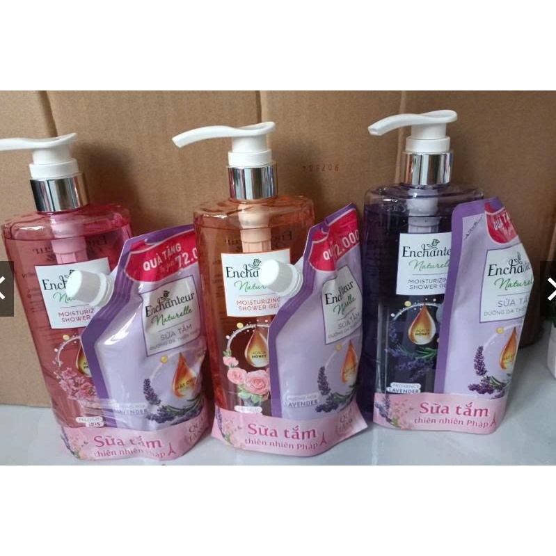 Sữa tắm Enchanteur thiên nhiên Naturelle 510g tặng túi 200g