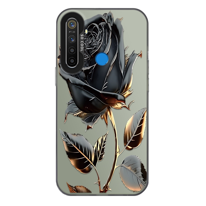 For Realme 5/Realme 5s/Realme 5i/Realme 6i Phone case,Hình ảnh Black Rose, Ốp lưng điện thoại IMD ch