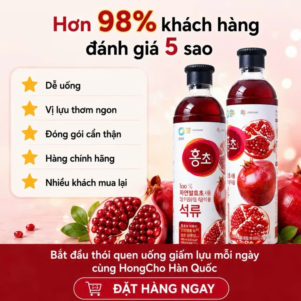 (Tặng mặt nạ ISOLUX) Giấm Lựu DEASANG nước O'Food Hong cho vị lựu 900ml/chai hạn 2028 Hữu Cơ Hàn Quố