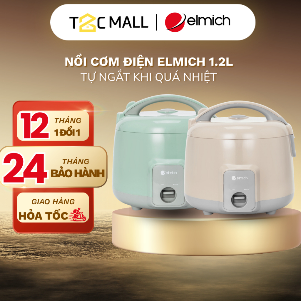 Nồi Cơm Điện Elmich 1,2L  Nấu Cơm, Ủ Ấm Cơm , Nhỏ Gọn Chính Hãng RCE-9126 - T2CMALL