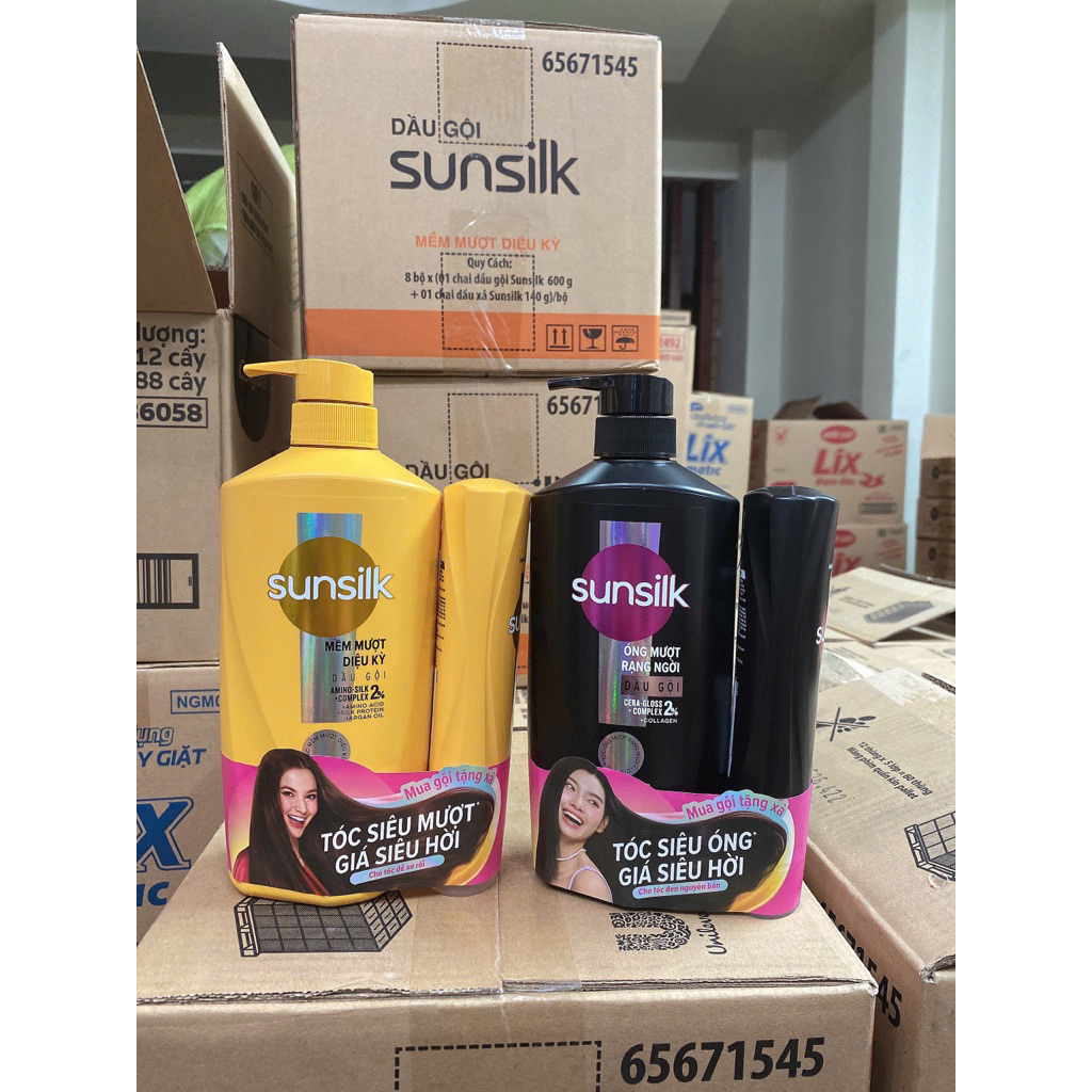 Dầu gội sunsilk vàng, đen 650g/600g tặng chai xả nhỏ hoặc gội nhỏ hoặc khăn tuỳ đợt nhập hàng