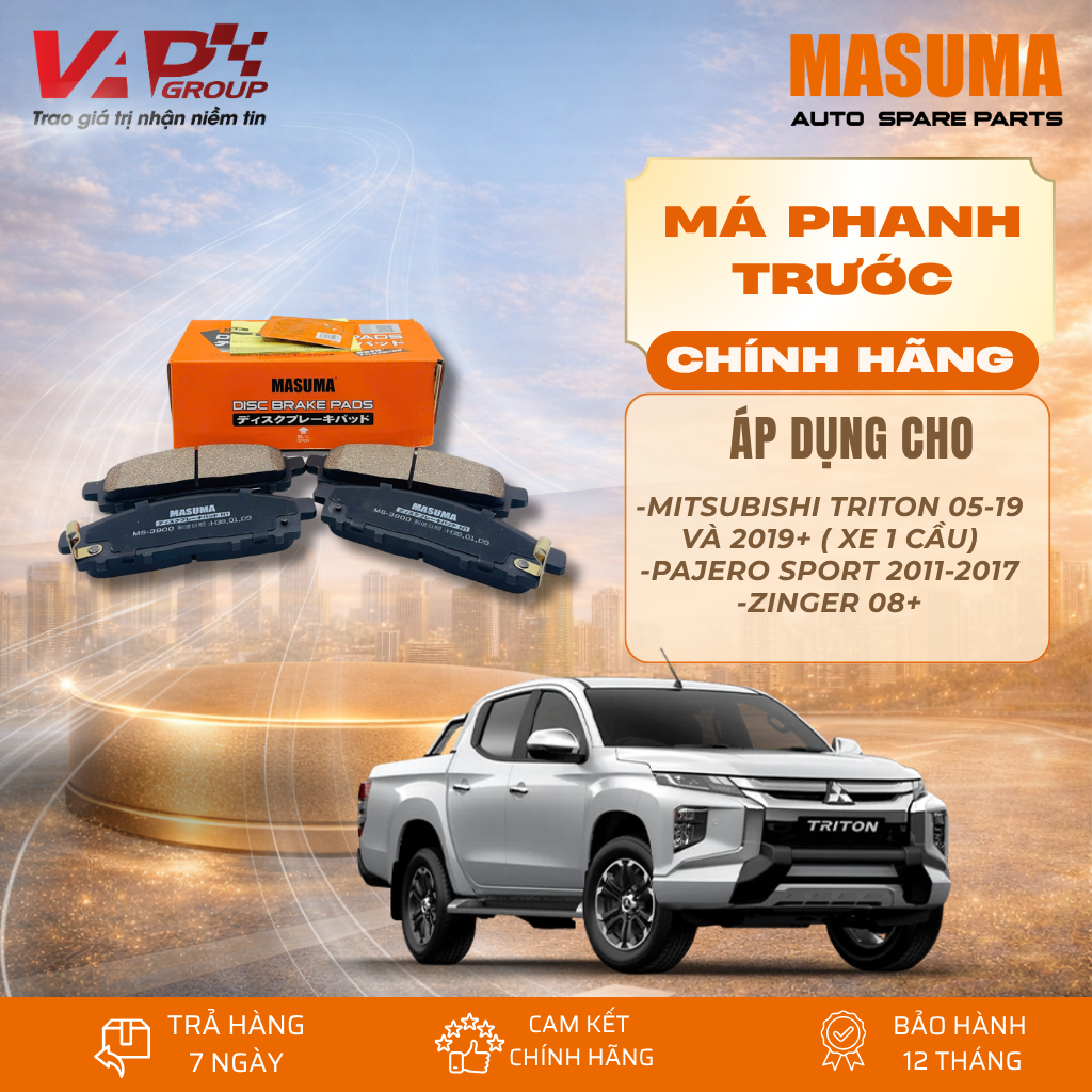 Má Phanh Trước Mitsubishi Triton 2005-2019,và 2019+ ( Xe 1 cầu), Pajero Sport 2011-2017, Zinger 08+
