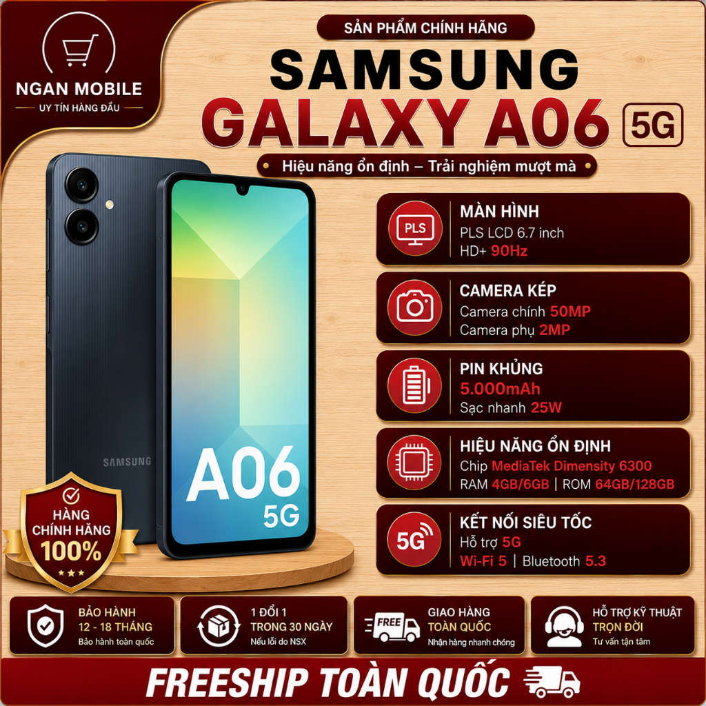 Samsung Galaxy A06 5G (4GB/128GB)-Hàng chính hãng bảo hành 12 tháng