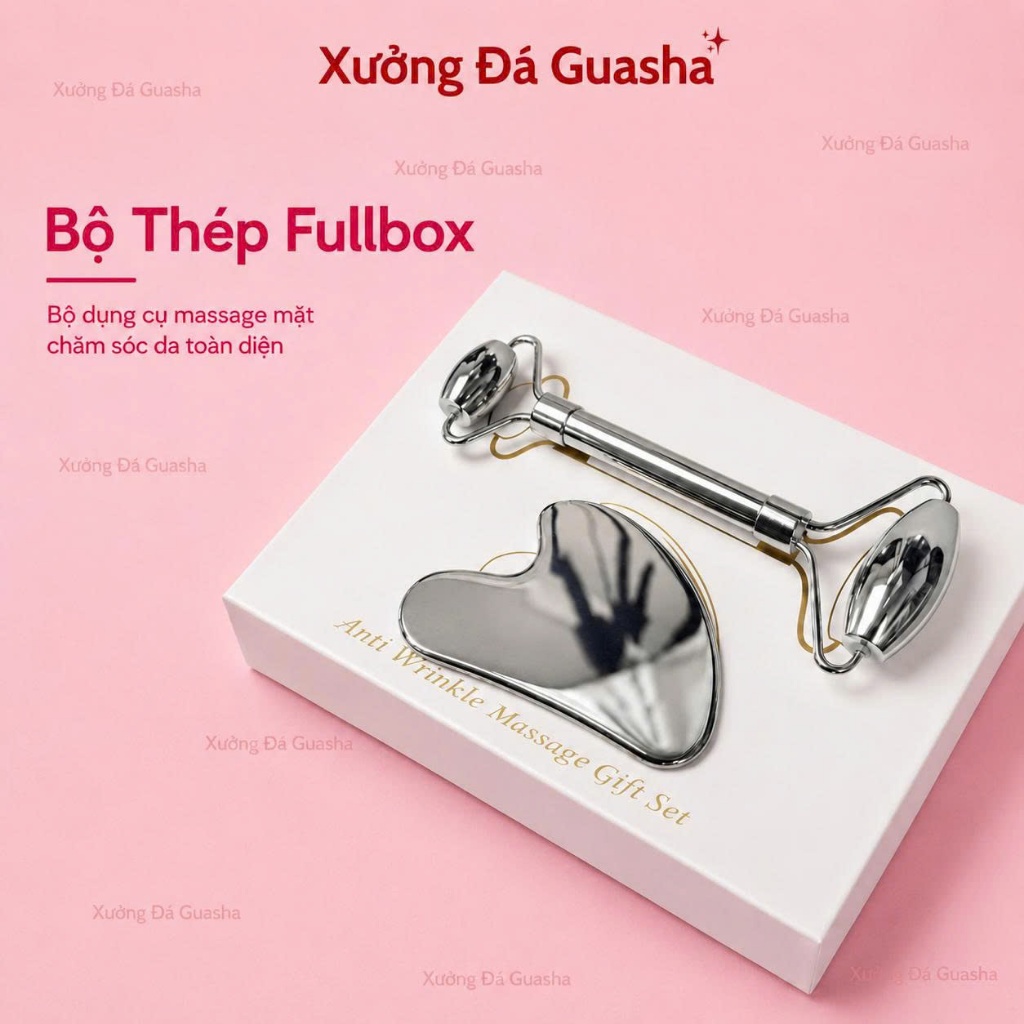 Bộ Guasha Thép Không Gỉ Cao Cấp Giúp Nâng Cơ Mặt Chống Lão Hóa Săn Chắc Da - Guasha Thép Loại 1 Mass