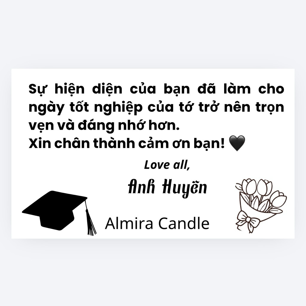 Sp nhắc nhở shop in tem theo yêu cầu - Almira Candle