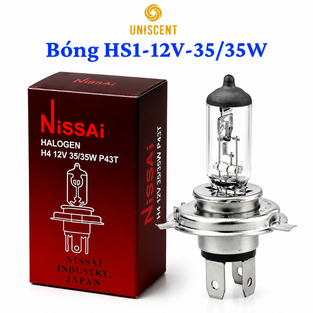 [Sỉ-Lẻ] Bóng Đèn Xe Máy Halogen HS1/ Bóng Đèn H4-12v-35/35W Bóng Đèn Xe Máy Cos/ Pha HS1 NISSAI