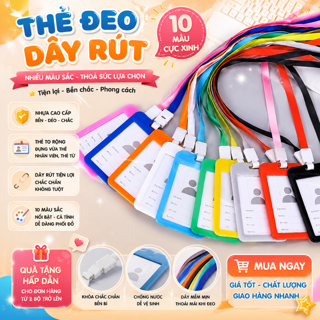 Set 5 Thẻ Học Sinh Khổ Dọc – Bao Đựng Thẻ Học Sinh, Thẻ Sinh Viên, Thẻ Nhân Viên Trong Suốt Kèm Dây 