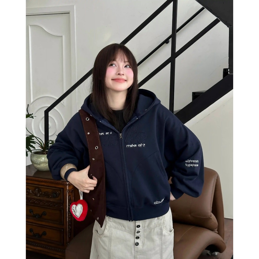 CINDER Áo Hoodie Zip MAKE Cinder Form Boxy, Local Brand Chính Hãng