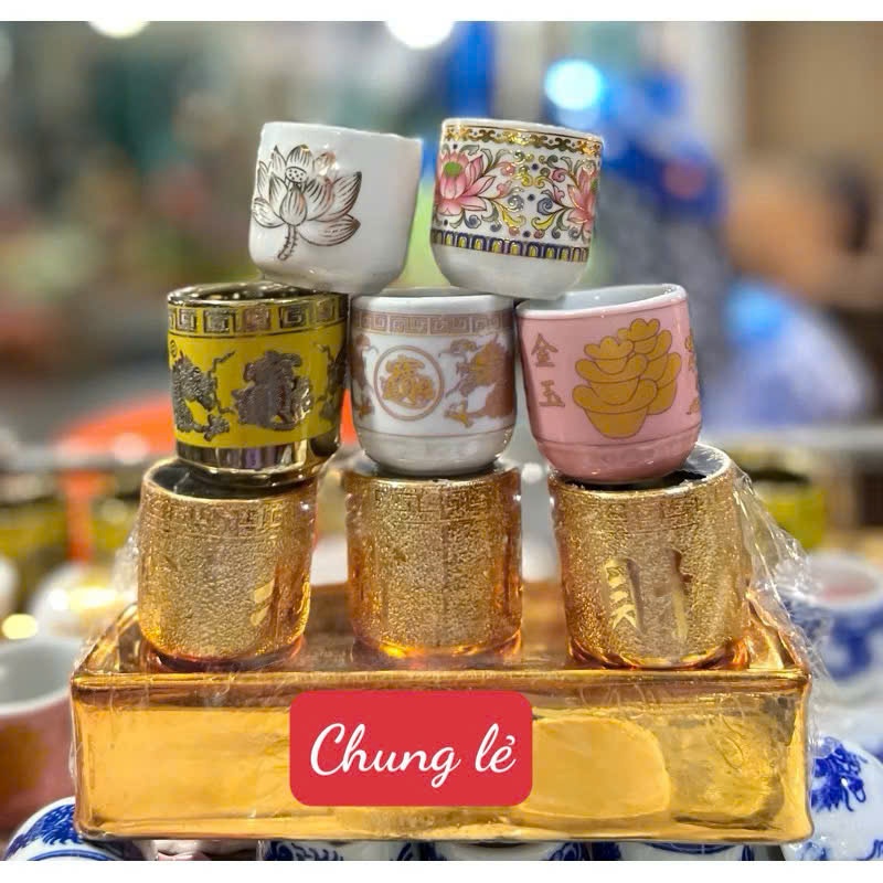 Chung Lẻ Gốm Sứ Các Loại, Ly Cúng Rời, Chung Nước Lẻ thờ Cúng Sứ Cao Cấp, Sang Trọng