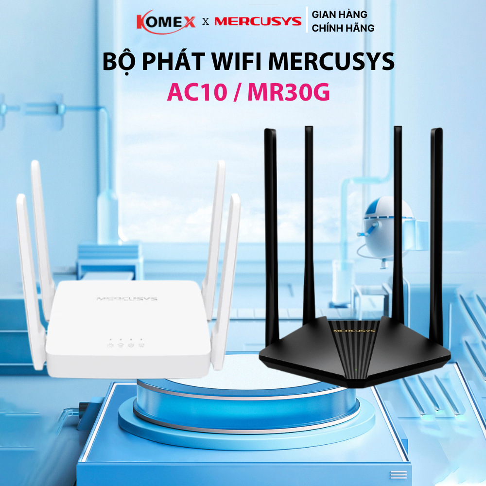 Bộ phát wifi Mercusys AC10 / MR30G chuẩn AC1200 băng tần kép dễ dàng quản lý mạng gia đình