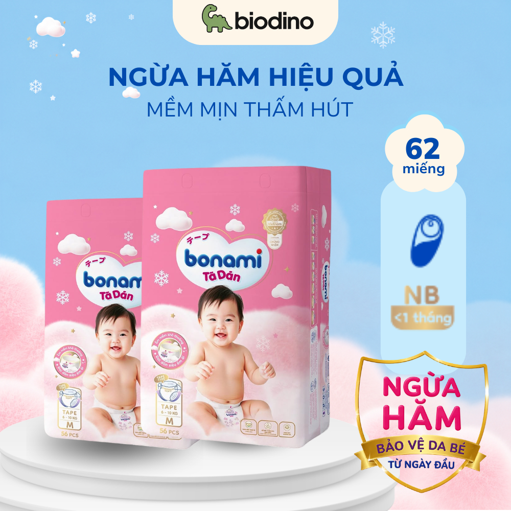 Tã/bỉm dán Bonami NewBorn Chính hãng An toàn Thoải mái Thấm hút tốt, Đạt tiêu chuẩn quốc tế GMP-WHO