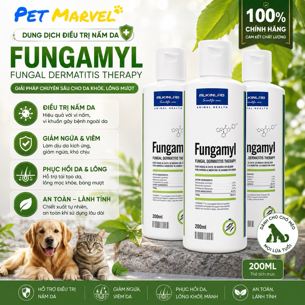 [Sản Phẩm Chính Hãng] Sữa Tắm nấm, ghẻ Alkin Fungamyl, Dermatic  200ml
