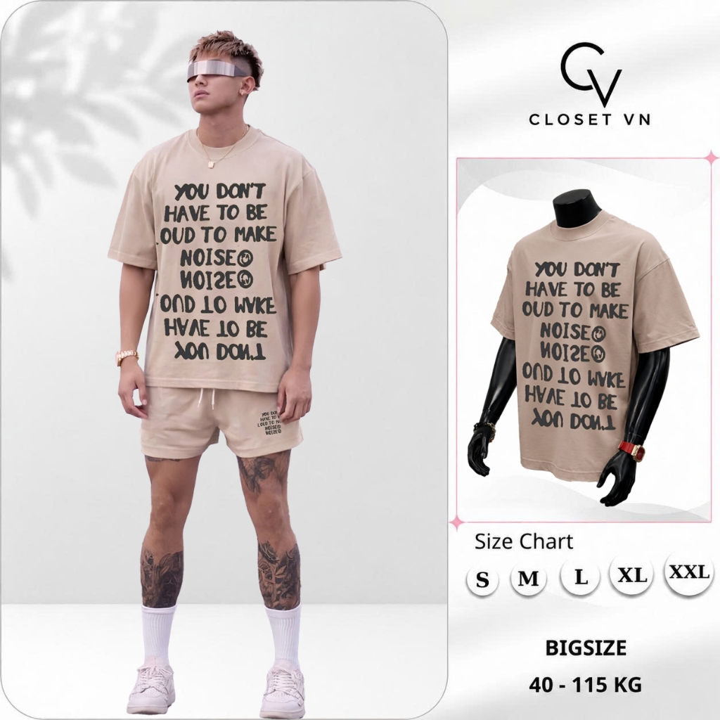 Bộ Thun Nam YOU DON'T, Áo Phông In Hình Tối Giản, Form Regular, Cotton Mềm Mịn, ClosetVN Unisex Màu 