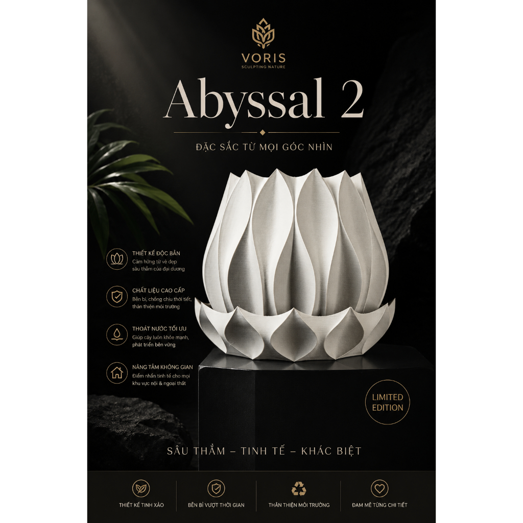 Chậu cây trang trí, tặng kèm nametag (quà tặng) - Mẫu Abyssal2 - ArtPrint3D