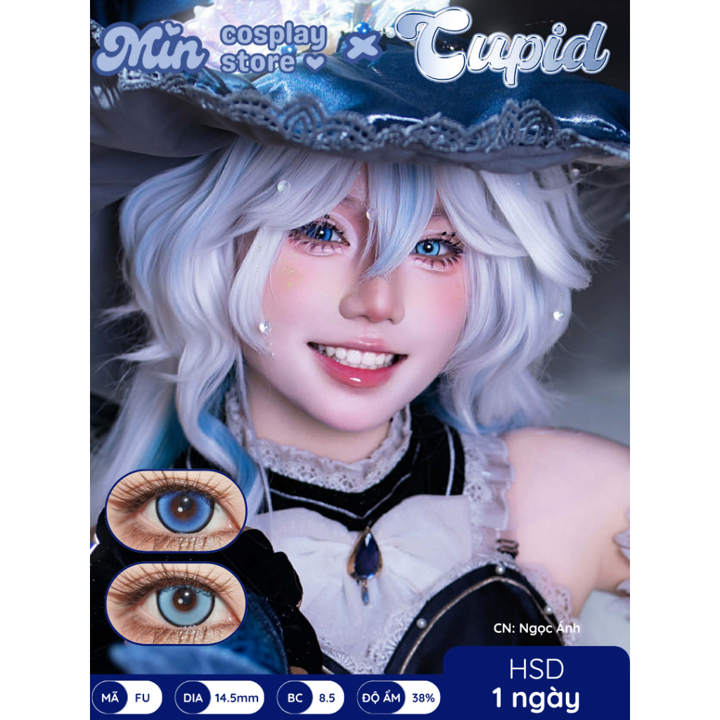 [HỎA TỐC] Lens cosplay Furina Focalors brand Cupid 01 cặp NO BOX  ♥ Lens 1 ngày ♥ 0-6 độ ♥ Mã FU