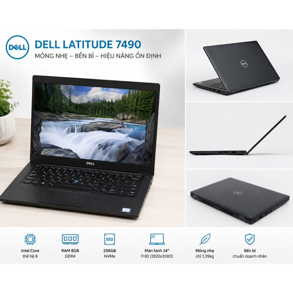 Laptop cũ Dell Latitude 7490 Core i7-8250U | 8GB | 256GB | 14 inch FHD