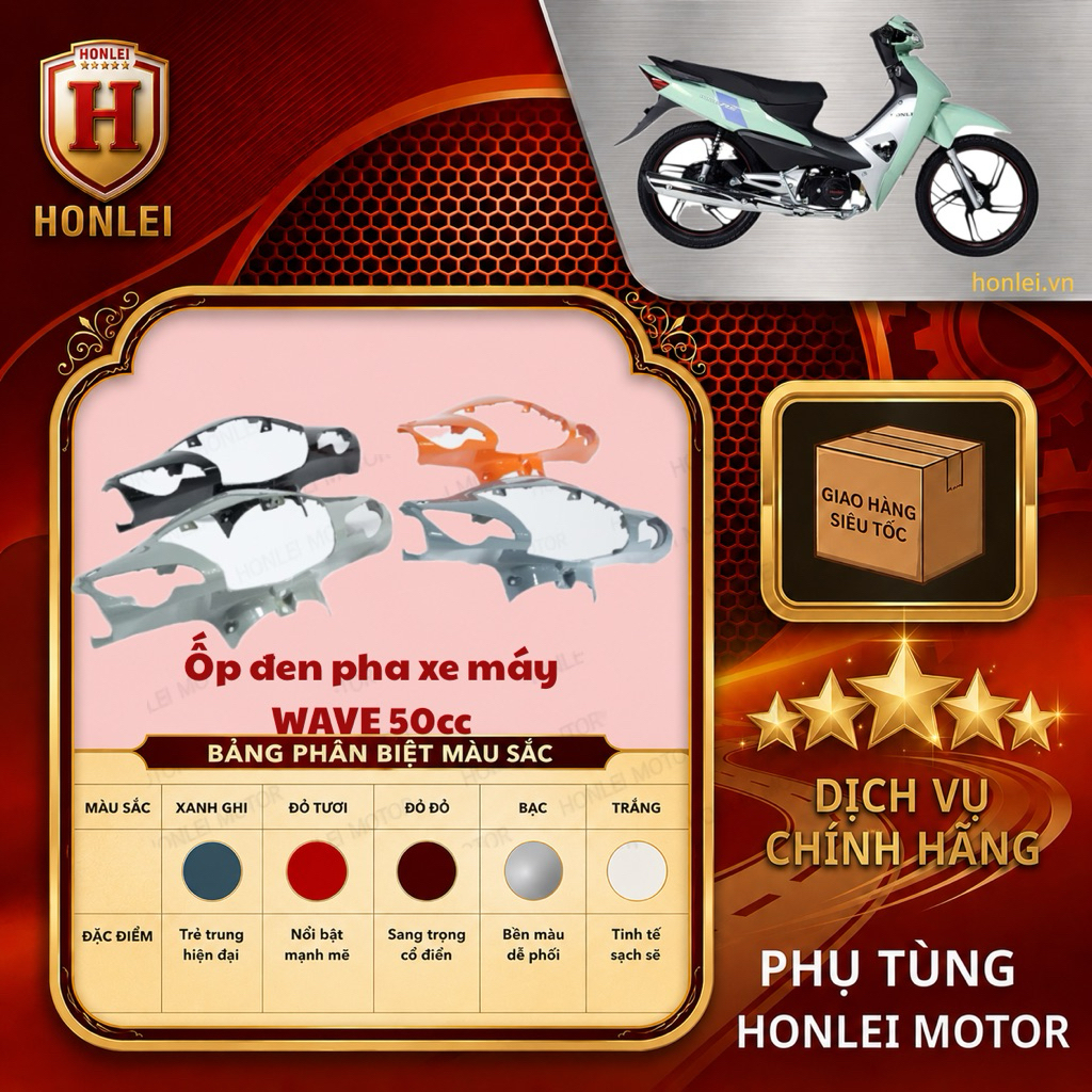 Ốp đen pha xe máy WAVE 50cc