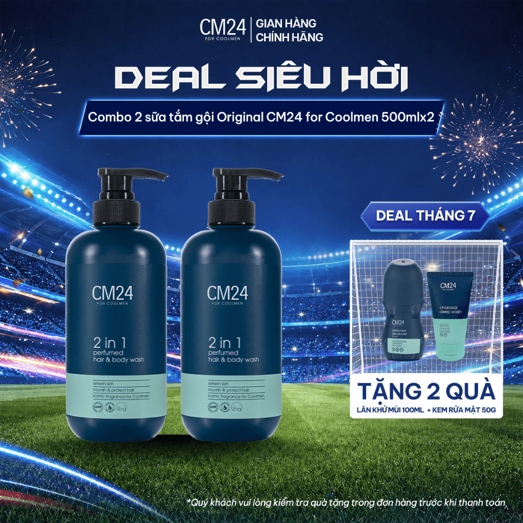 (DEAL HỜI) Combo 2 Chai Sữa Tắm Gội Cho Nam 2in1 Hương Nước Hoa Nam Tính CM24 FOR COOLMEN 500ml