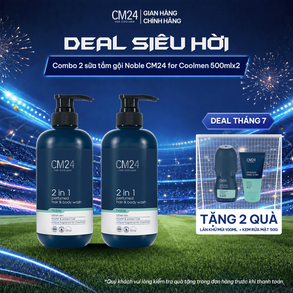 (DEAL HỜI - TẶNG 2 QUÀ) Combo 2 Sữa Tắm Gội 2in1 CM24 For Coolmen Noble Hương Nước Hoa Tiện Lợi Cho 