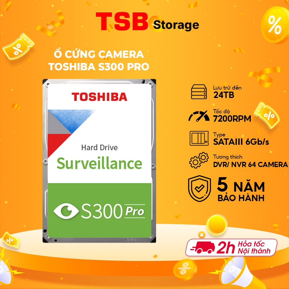 (HÀNG CHÍNH HÃNG) Ổ cứng gắn đầu ghi camera HDD Toshiba S300 PRO Surveillance 3.5inch 2TB| 4TB | 6TB
