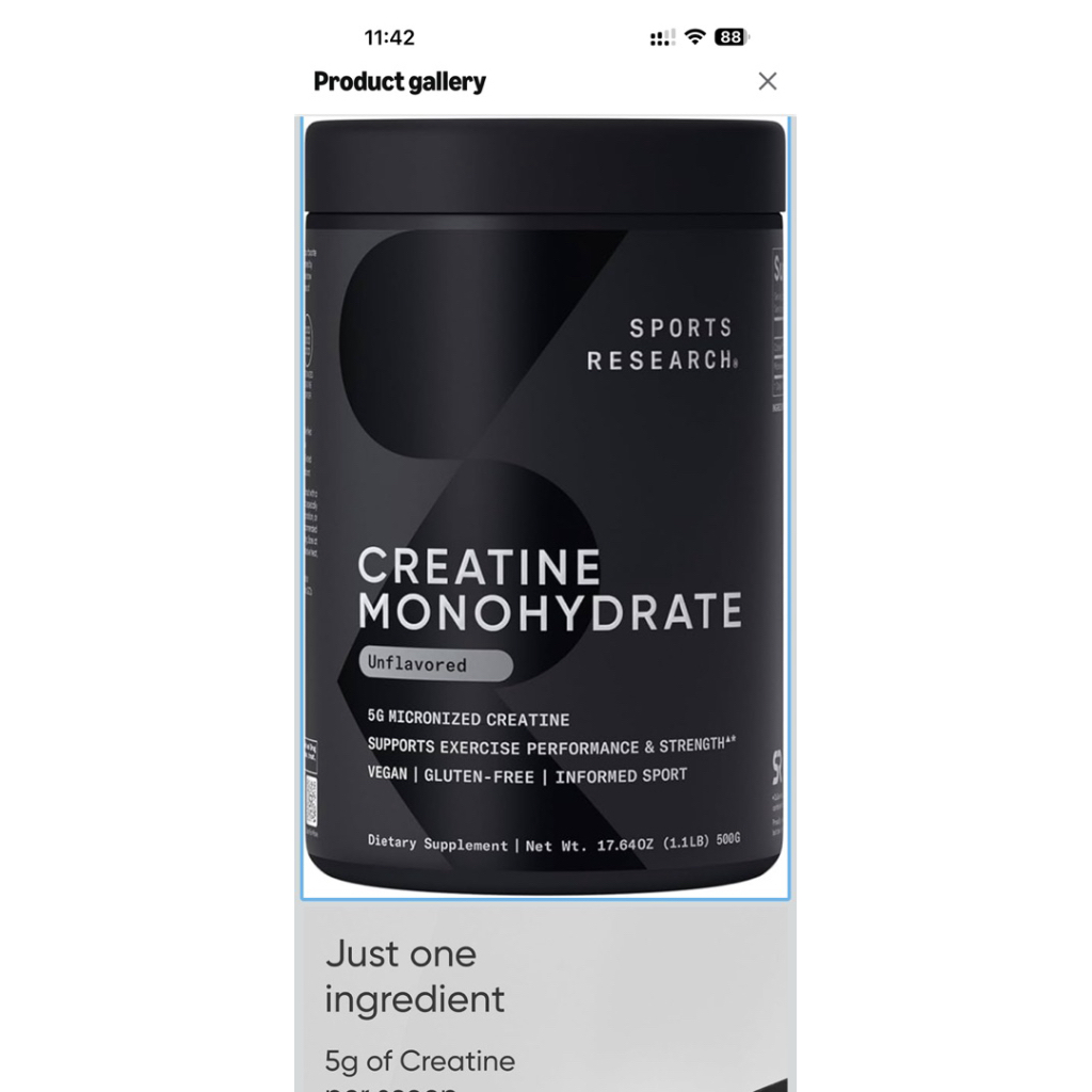 Creatine Monohydrate Sports Research Monohydrate 500g