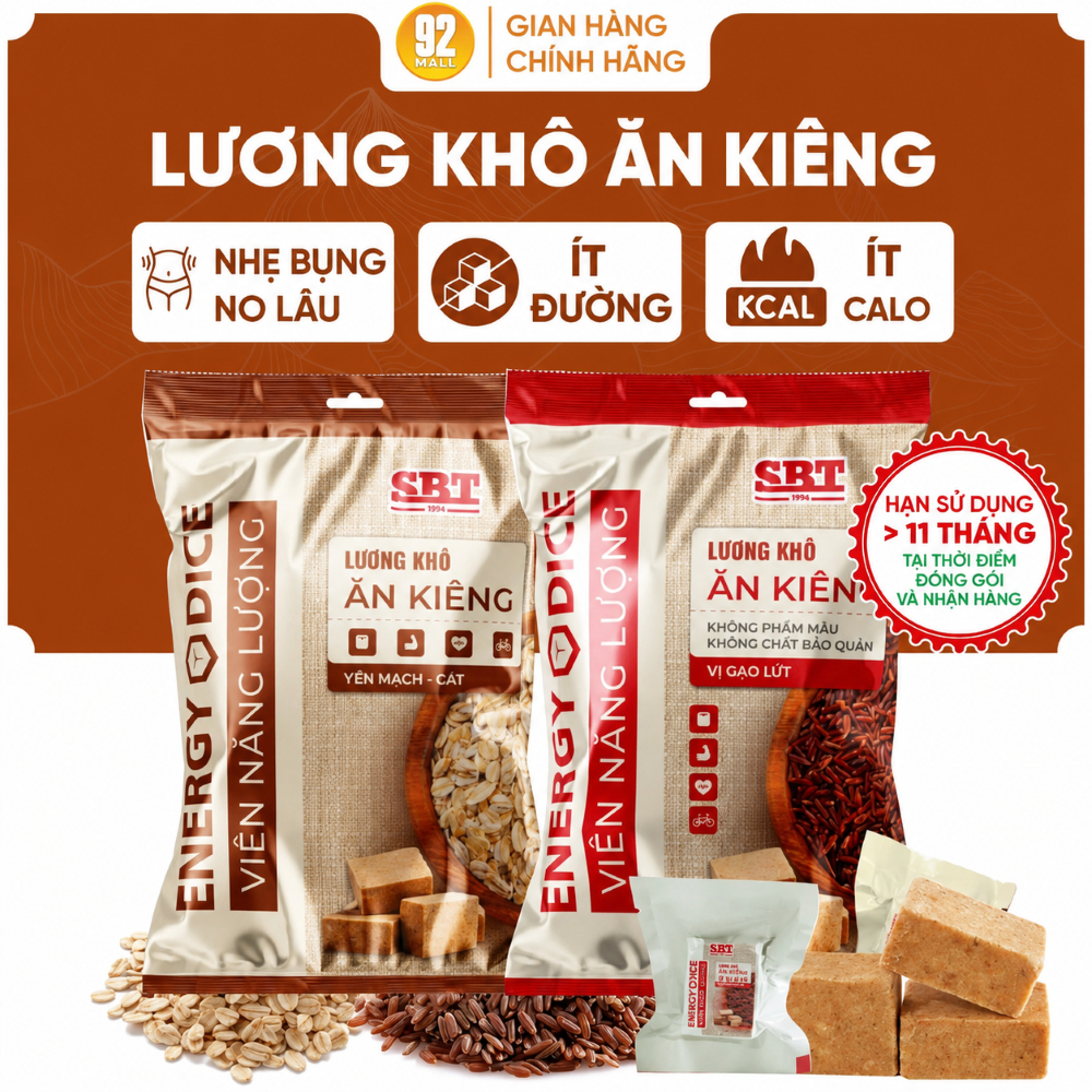 [ĂN KIÊNG] Lương Khô Vị Gạo Lứt và Yến Mạch Không Đường Ít Calo Cho Người Giảm Cân Tiểu Đường