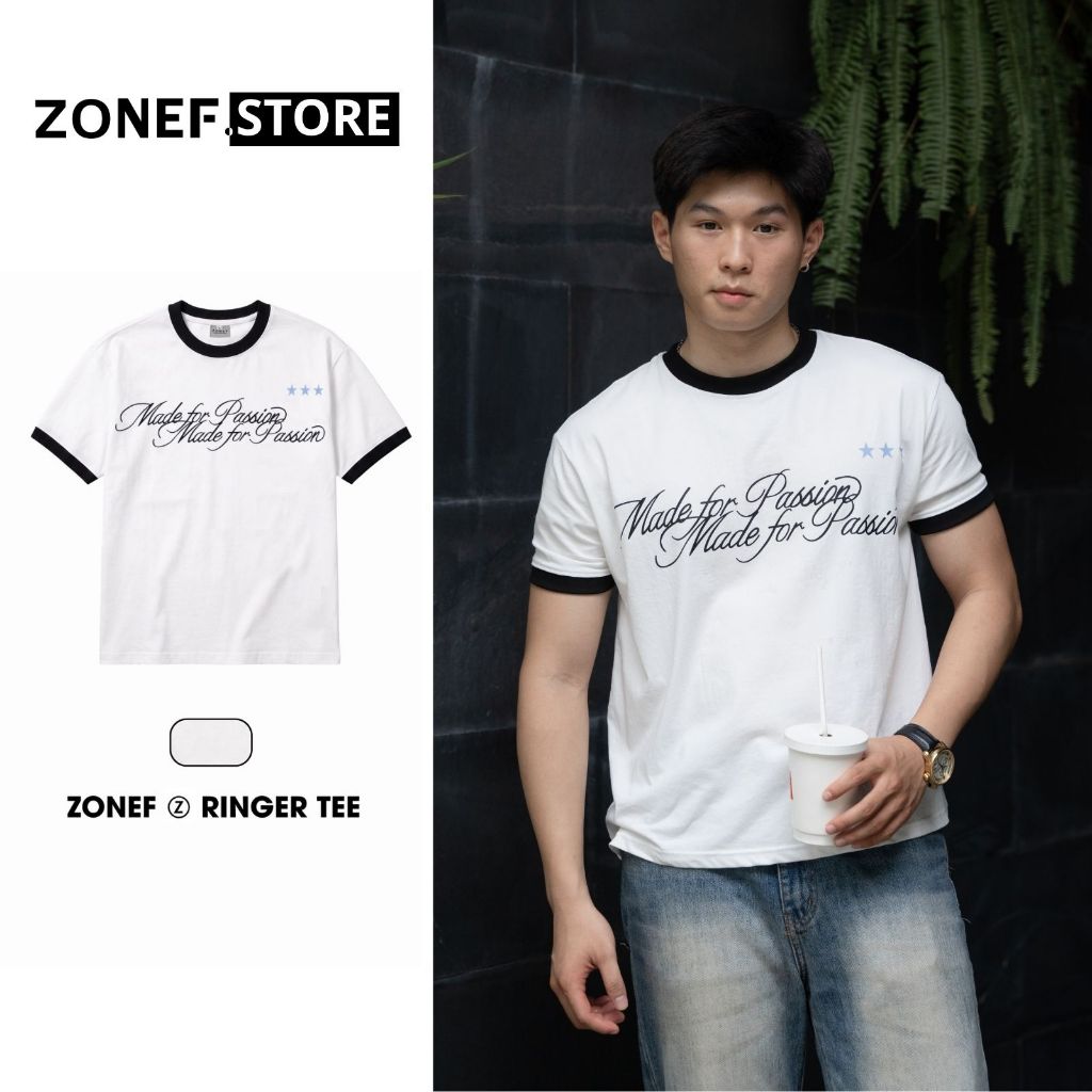 Áo Thun Ringer Tee Form Cleanfit ZONEF STORE, Áo Thun Nam Nữ Unisex Chất Vải Coton Co Giãn 4 Chiều A