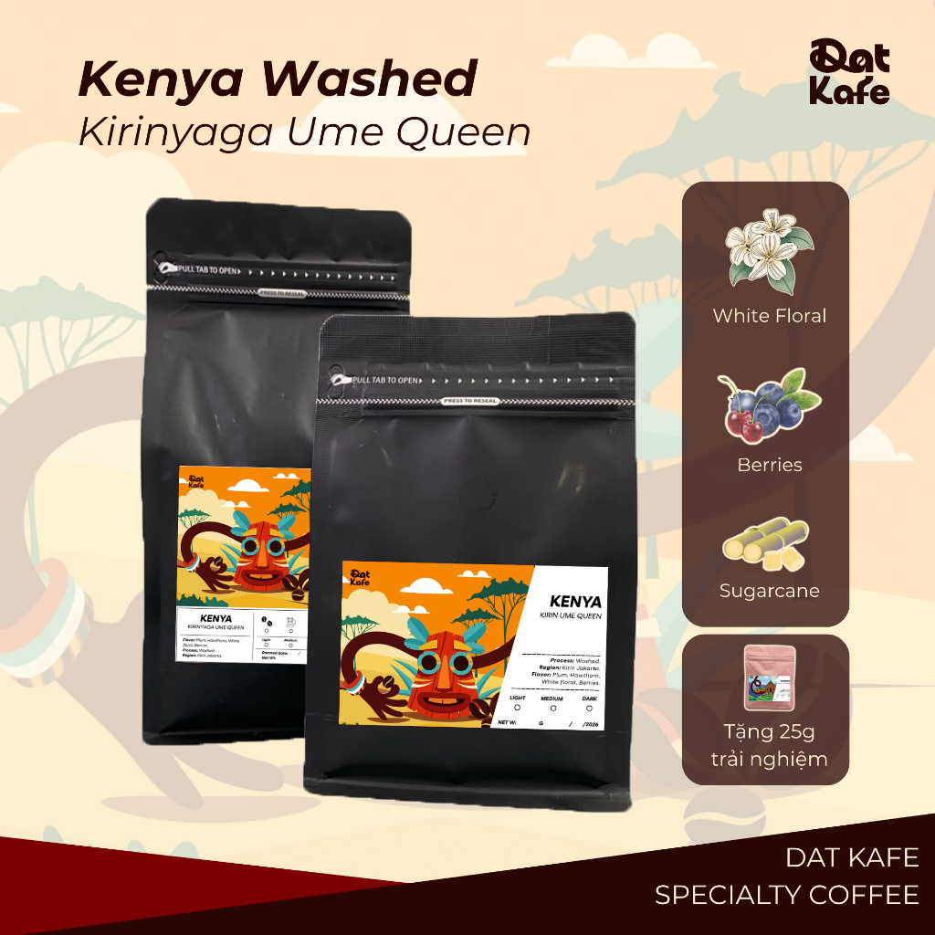 Cà phê Kenya Kirinyaga Ume Queen sơ chế Washed Dat Kafe - KENUMQUEW