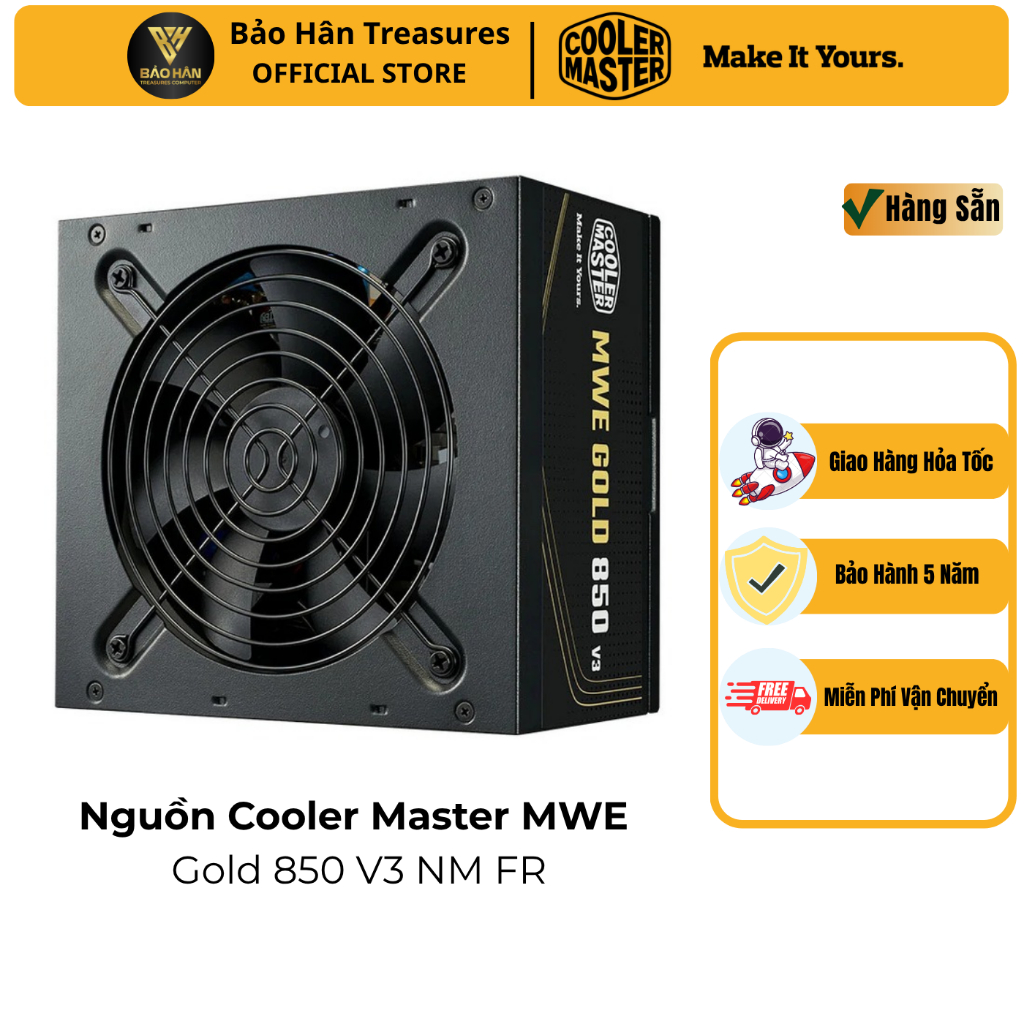 Nguồn máy tính Cooler Master MWE Gold 750 / 850 V3 NM FR - 750W/ 850W (80 Plus Gold/ ATX3.1)- Chính 