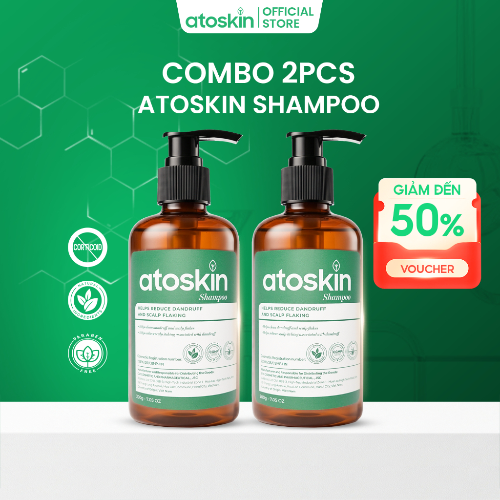 [MUA 2 GIẢM ĐẾN 50%] Sữa Tắm Viêm da cơ địa Atoskin 200ml - Hỗ trợ làm sạch da, giảm mẩn đỏ & ngứa n