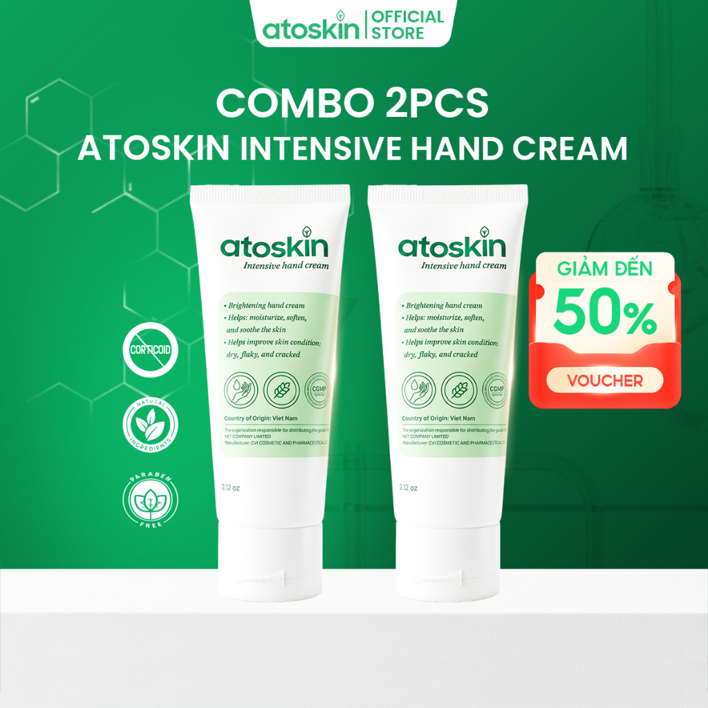 [MUA 2 GIẢM 50%] Kem Dưỡng Da Tay Atoskin 60G - Giúp Dưỡng Ẩm, Cải Thiện Da Khô Bong Tróc, Nứt Nẻ