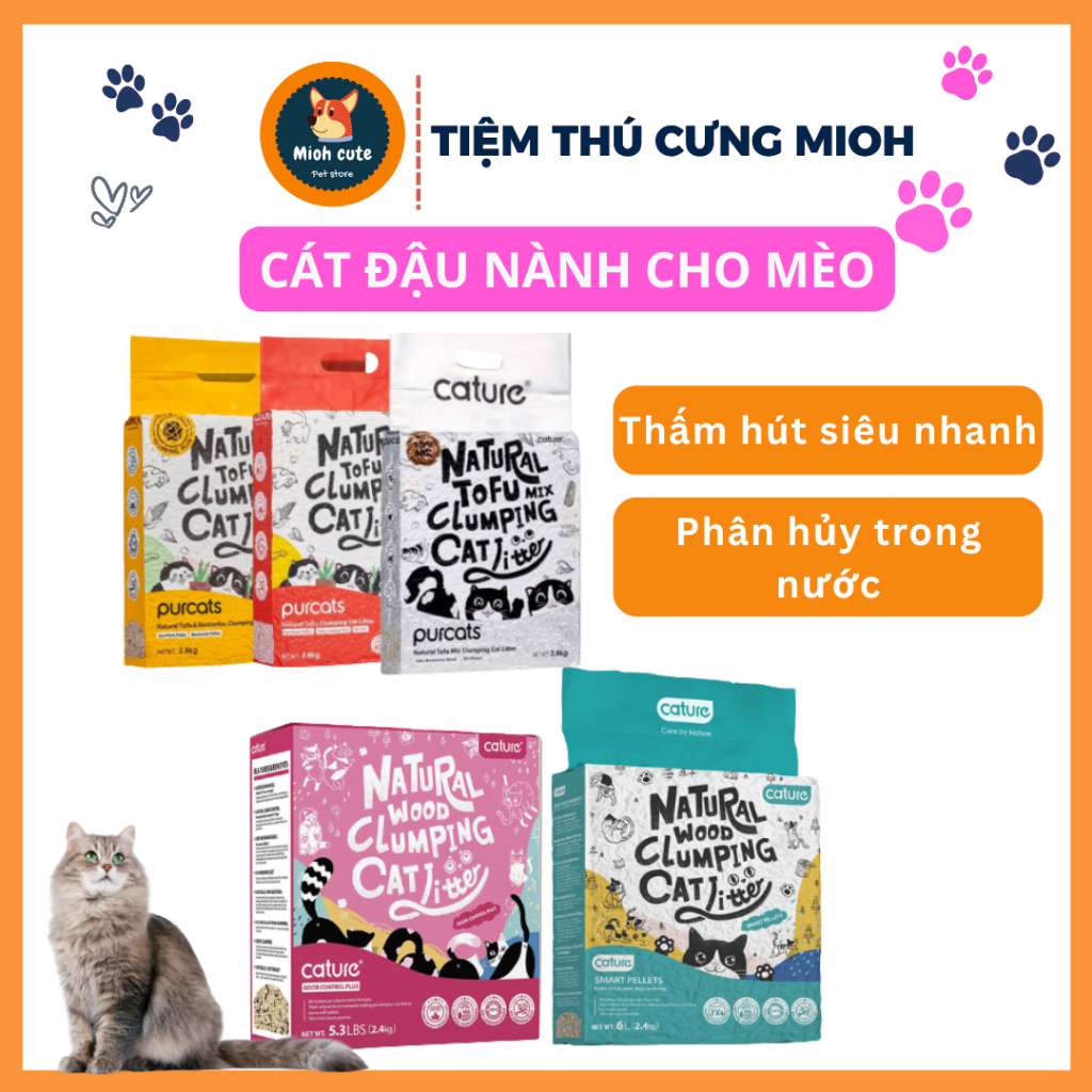 CHÍNH HÃNG - Cát mèo CATURE, Cát tofu, cát gỗ cho mèo hương sữa
